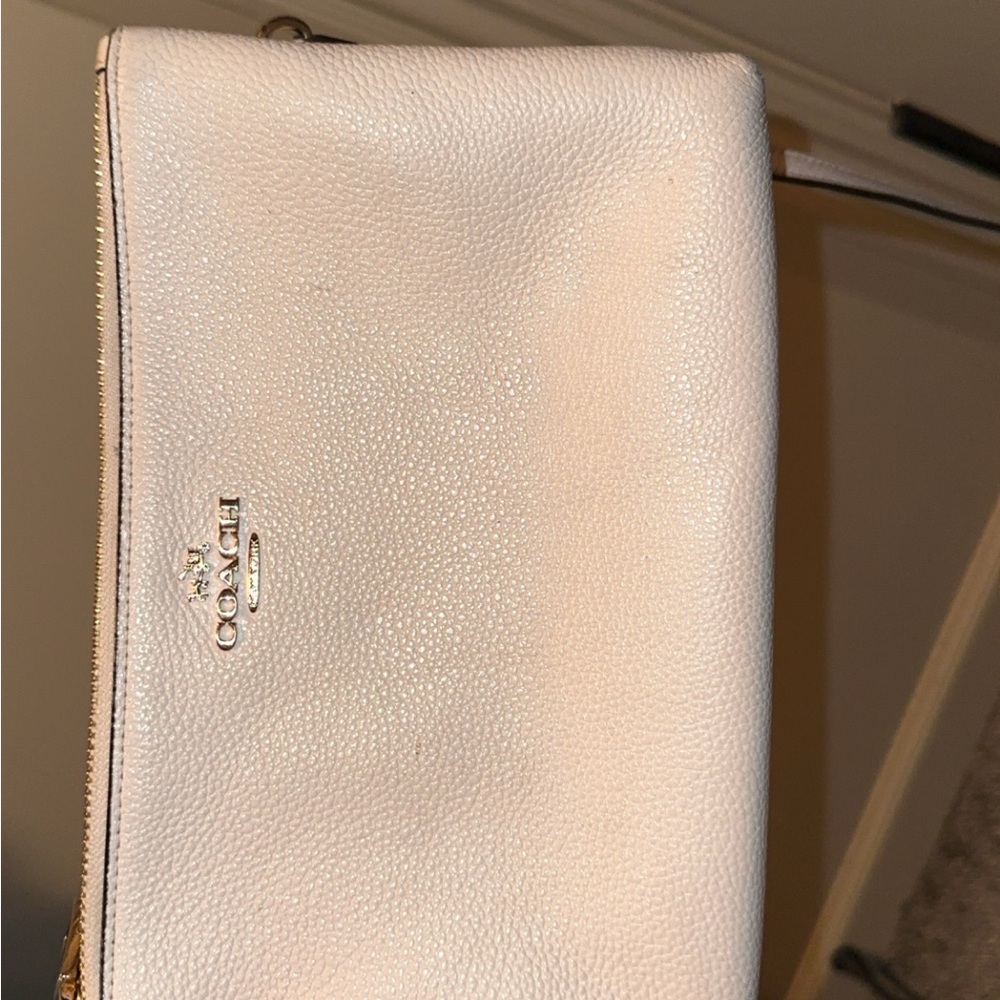 Coach Cream Leather Wristlet